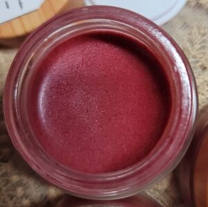 PureBloom rich natural organic red tinted Lip Balm 1oz rose-peppermint-glass jar